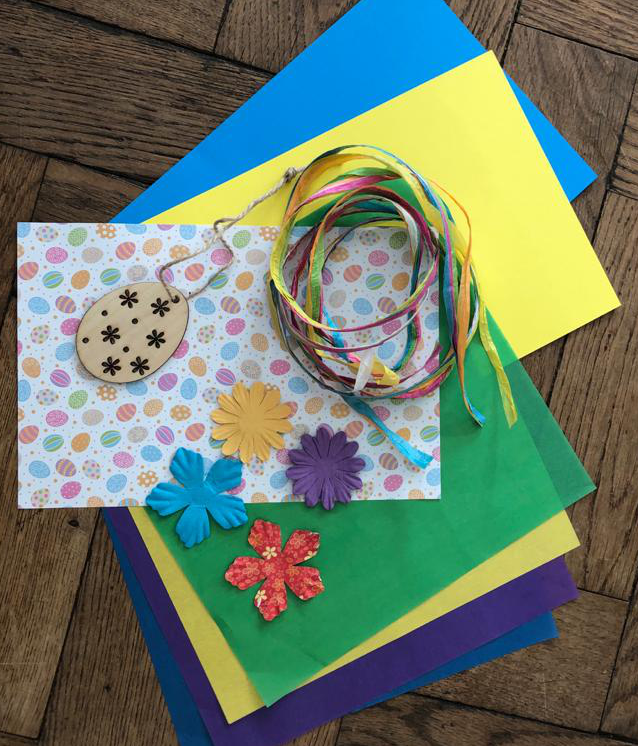 Spring Craft Pack - paper, ribbon, paper flowers, wooden egg